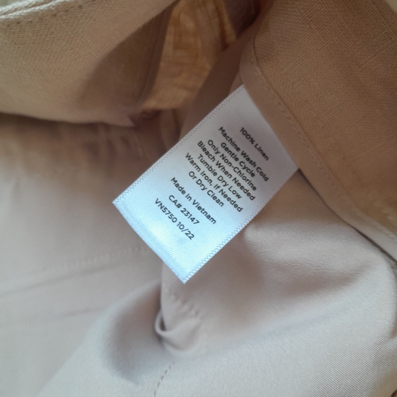 Talbots wide leg linen pants tan beige lightweight womens 14 - Picture 4 of 11